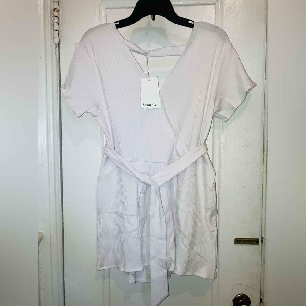 Vitamin A Logan Organic Rib Romper - White Organic Rib, size S